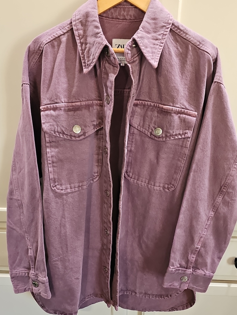 Zara Women’s Lavender Button-Front Casual Overshirt